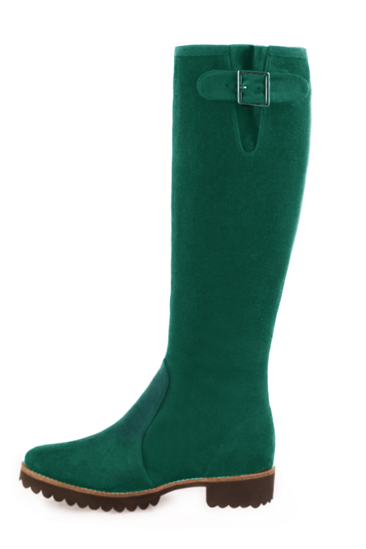 French elegance and refinement for these emerald green knee-high boots with buckles, 
                available in many subtle leather and colour combinations. Record your foot and leg measurements.
We will adjust this beautiful boot with inner zip to your leg measurements in height and width.
The outer buckle allows for width adjustment.
You can customise the boot with your own materials, colours and heels on the "My Favourites" page.
 
                Made to measure. Especially suited to thin or thick calves.
                Matching clutches for parties, ceremonies and weddings.   
                You can customize these knee-high boots to perfectly match your tastes or needs, and have a unique model.  
                Choice of leathers, colours, knots and heels. 
                Wide range of materials and shades carefully chosen.  
                Rich collection of flat, low, mid and high heels.  
                Small and large shoe sizes - Florence KOOIJMAN
